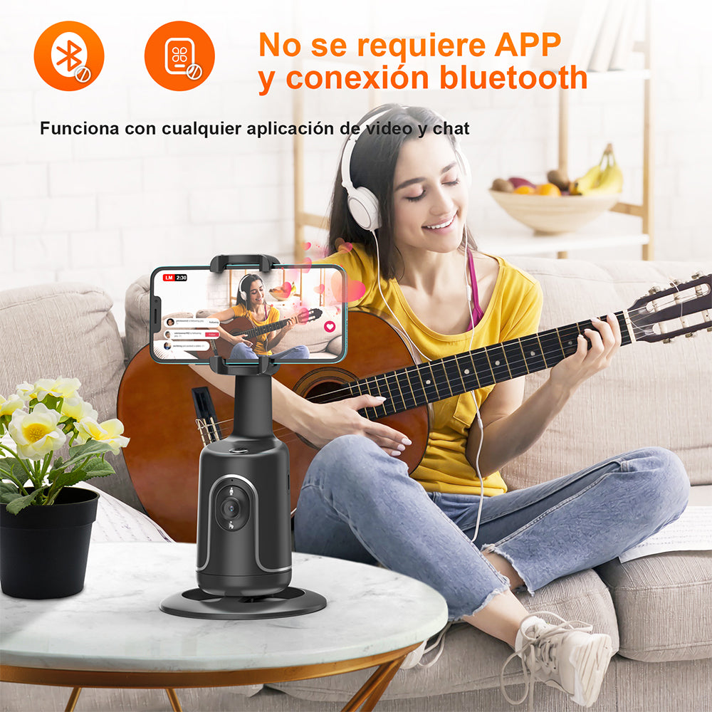 KOSCHEAL Facial Tracking Smartphone Stabilizer, 360° Rotating Selfie Stand with Intelligent Tracking and Gesture Control, No App Required