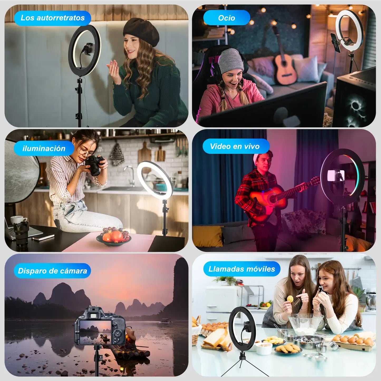 KOSCHEAL Ring Light – 37 Colors, Tripod, for Phone Selfies