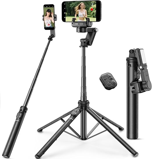 Koscheal C16R Cell Phone Stabilizer with Tripod, Fill Light & AI Tracking