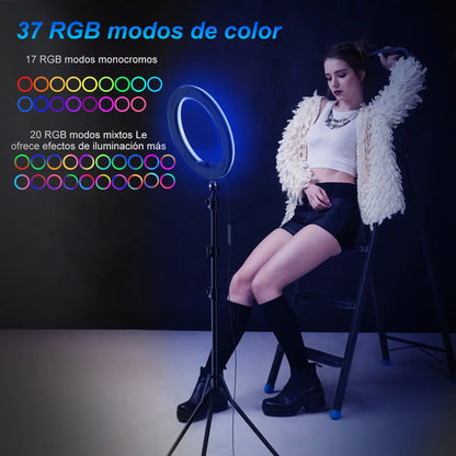 KOSCHEAL Ring Light – 37 Colors, Tripod, for Phone Selfies