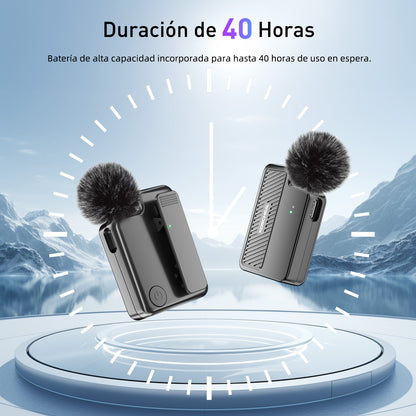 KOSCHEAL 3 en 1 Micrófono Inalámbrico para iPhone/Android/Cámara/PC con 40H de Batería y Reducción de Ruido Inteligente - Micrófono de Solapa Plug & Play para Youtube/TikTok/Vlog(KOS-J8)