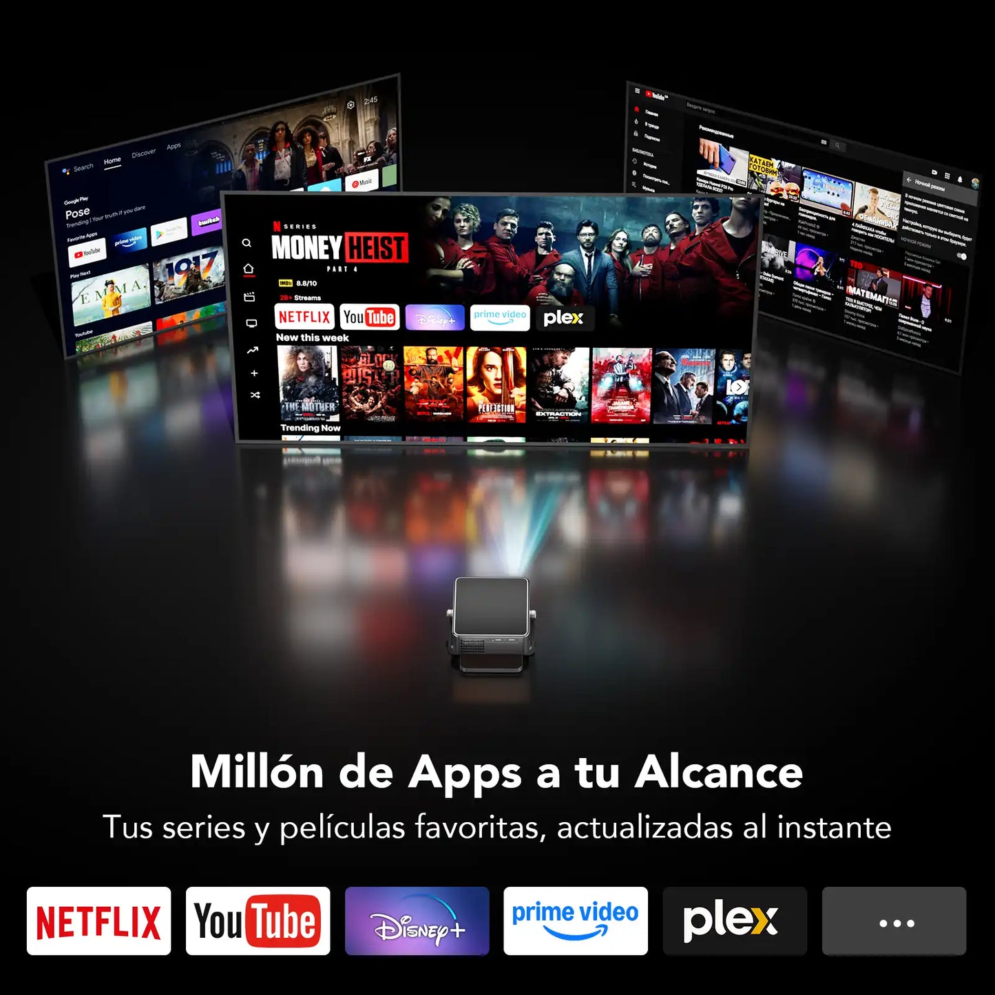 Smart Projector: 1080P Native, Auto Focus, 500 ANSI & Obstacle Avoidance