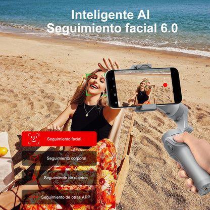Estabilizador para Celular 3 Ejes, Estabilizador móvil Profesional para Grabación de Vídeo y Fotografía con Seguimiento de Cara/Objeto, Time Streaming, Plegable Portátil