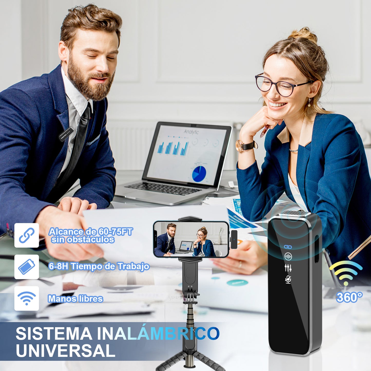 KOSCHEAL Wireless Lavalier Mic for iPhone/Android