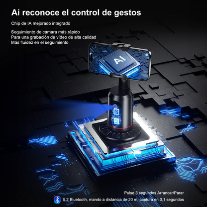 Estabilizador para Celular de Seguimiento Facial,Sobremesa Soporte para Selfie Tripode con luz de Relleno RGB y Blanca,Seguimiento Inteligente y Control de Gestos Rotación de 360°,sin App