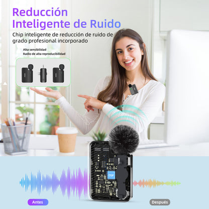 KOSCHEAL 3 en 1 Micrófono Inalámbrico para iPhone/Android/Cámara/PC con 40H de Batería y Reducción de Ruido Inteligente - Micrófono de Solapa Plug & Play para Youtube/TikTok/Vlog(KOS-J8)