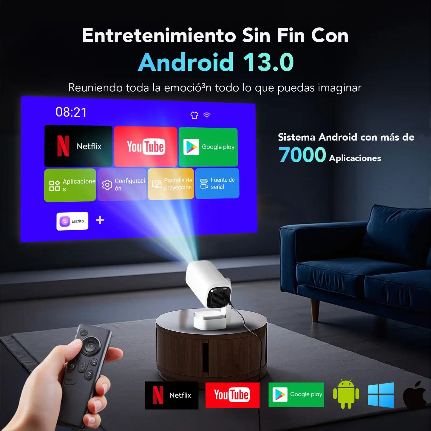 Smart Mini Projector with Auto Keystone, 300 ANSI & Integrated App