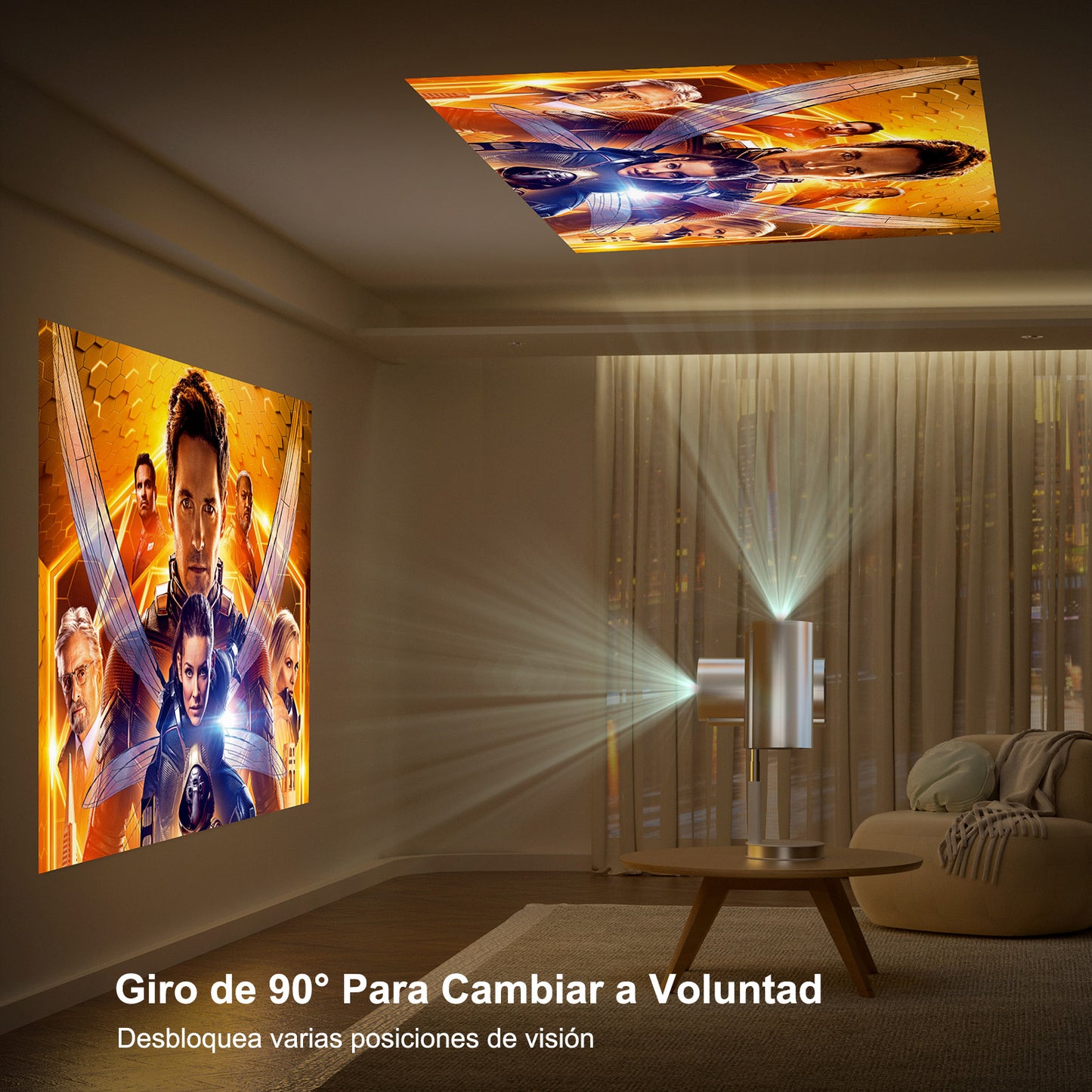 Proyector Portátil, [Electric Focus & Keystone] 2025 Mini Cañón Proyector 4K | 300 ANSI | WIFI6 | Ajuste Vertical de 90°| Ideal para Presentaciones |Cine en Casa| Estudios