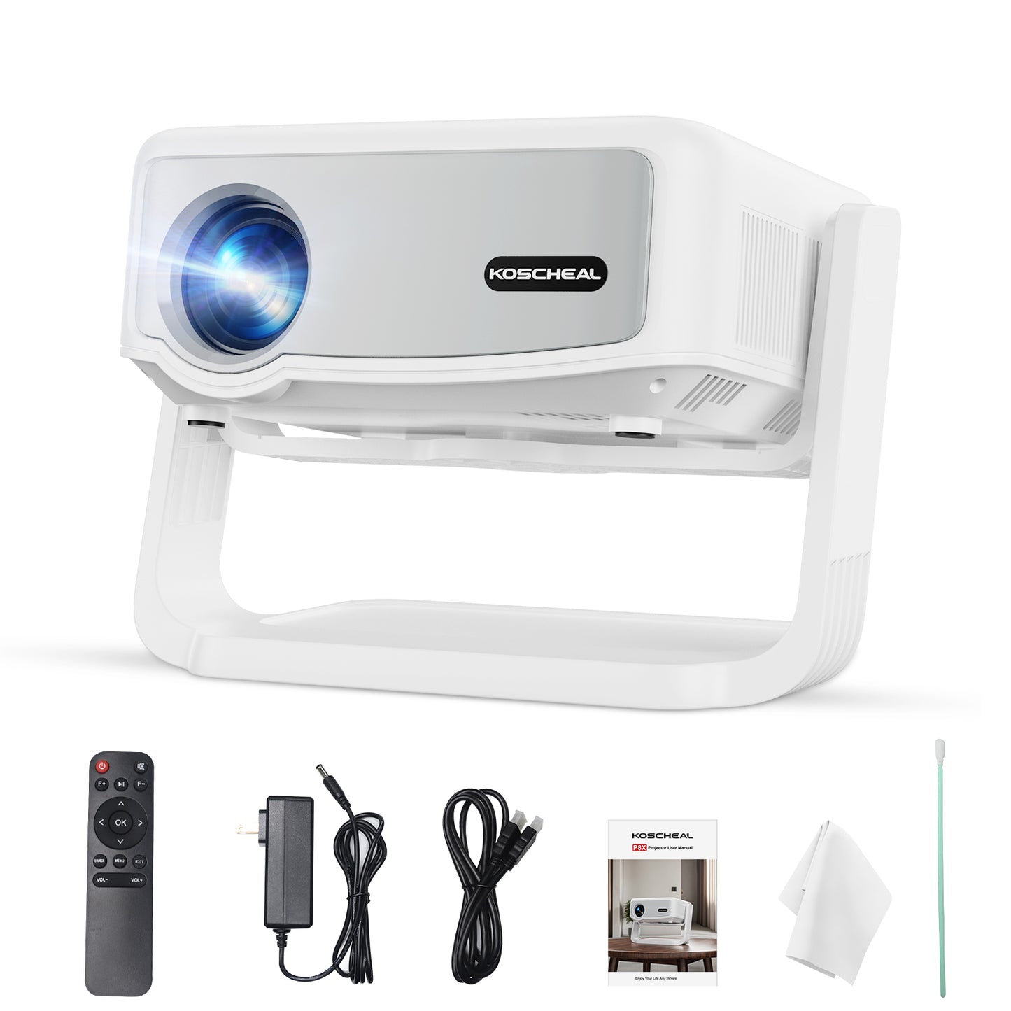 Proyector Portátil, [Electric Focus & Keystone] 2025 Mini Cañón Proyector 4K | 300 ANSI | WIFI6 | Ajuste Vertical de 90°| Ideal para Presentaciones |Cine en Casa| Estudios