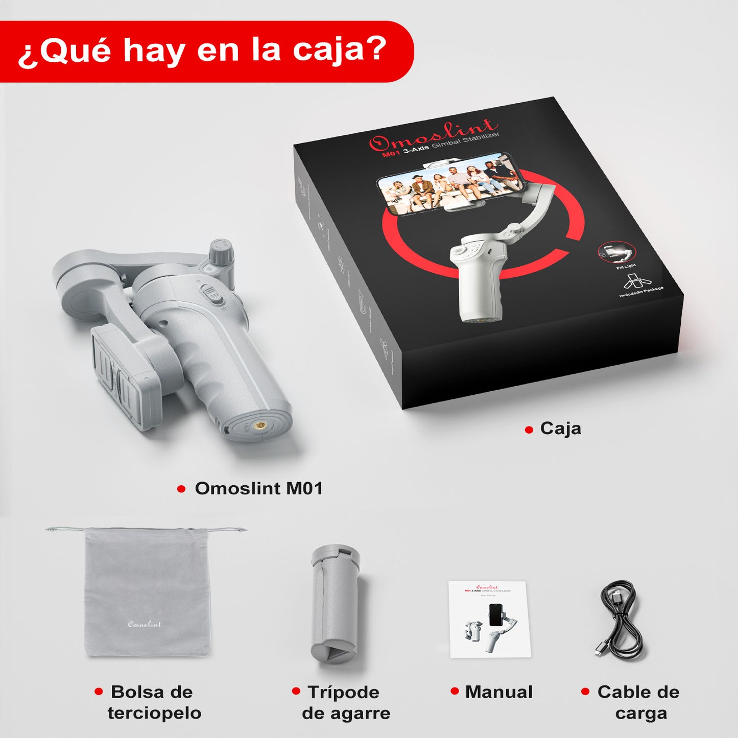 Estabilizador para Celular 3 Ejes, Estabilizador móvil Profesional para Grabación de Vídeo y Fotografía con Seguimiento de Cara/Objeto, Time Streaming, Plegable Portátil