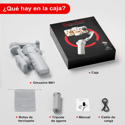 Estabilizador para Celular 3 Ejes, Estabilizador móvil Profesional para Grabación de Vídeo y Fotografía con Seguimiento de Cara/Objeto, Time Streaming, Plegable Portátil
