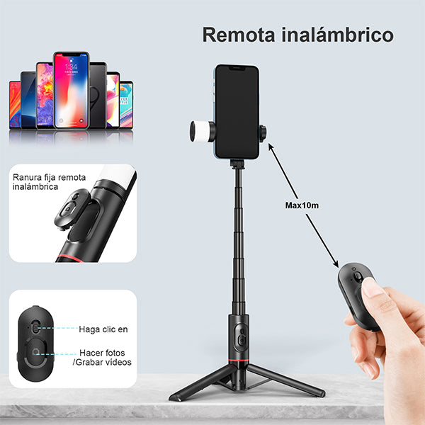 KOSCHEAL Q12 Phone Stabilizer – Fill Light, 360° Rotation