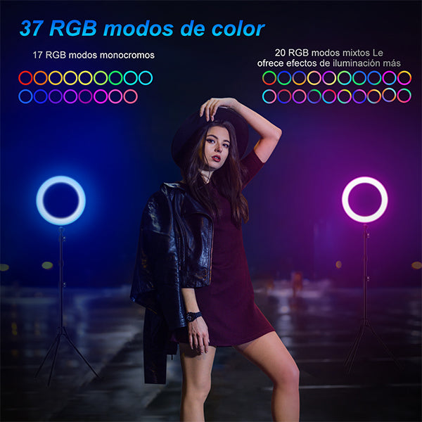 KOSCHEAL Ring Light – 37 Colors, Tripod, for Phone Selfies