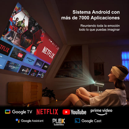 Proyector Portátil, [Electric Focus & Keystone] 2025 Mini Cañón Proyector 4K | 300 ANSI | WIFI6 | Ajuste Vertical de 90°| Ideal para Presentaciones |Cine en Casa| Estudios