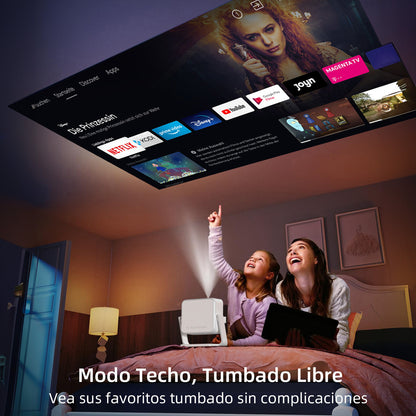 Proyector Portátil, [Electric Focus & Keystone] 2025 Mini Cañón Proyector 4K | 300 ANSI | WIFI6 | Ajuste Vertical de 90°| Ideal para Presentaciones |Cine en Casa| Estudios