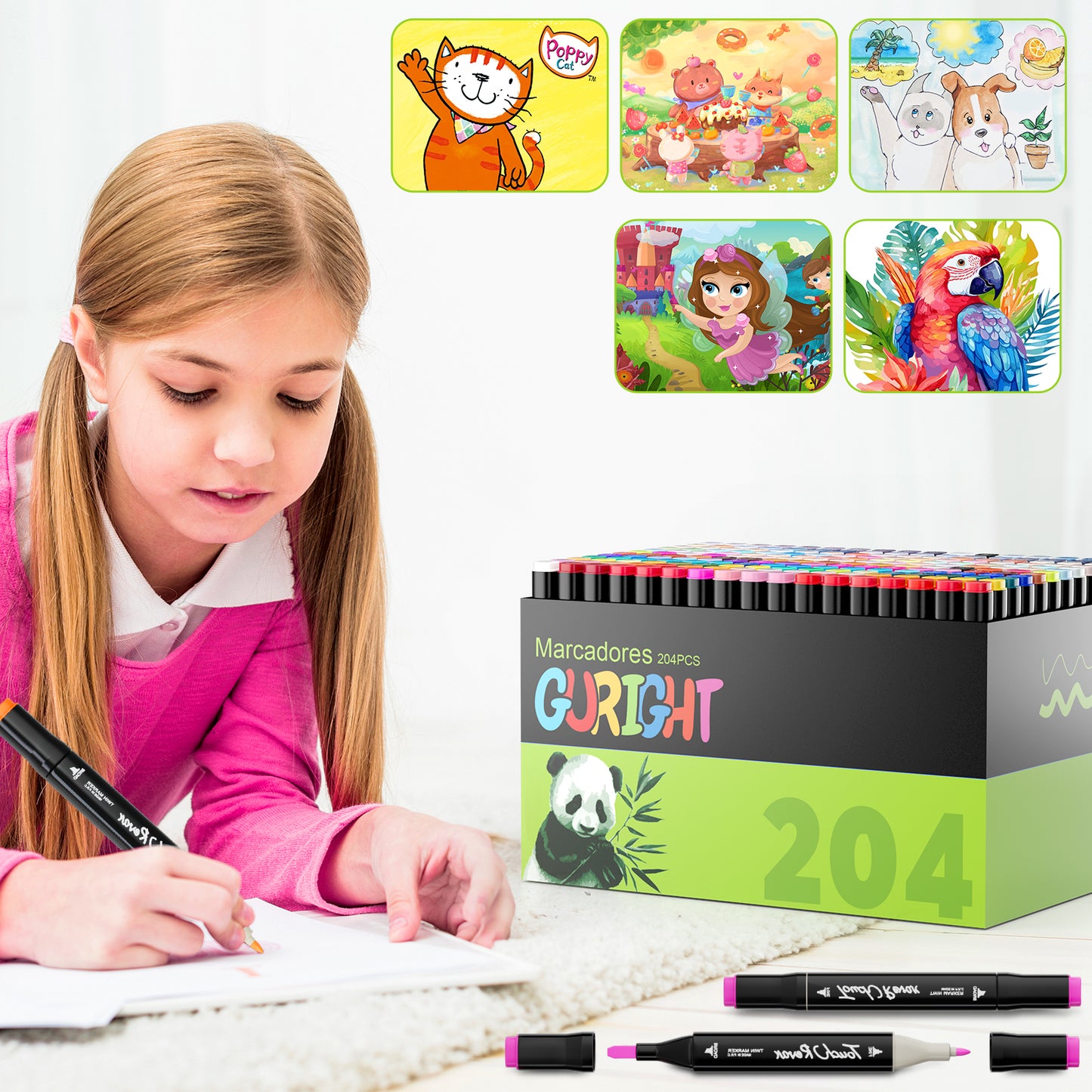 GURIGHT 204 Dual-Tip Markers – Watercolor, Coloring Set