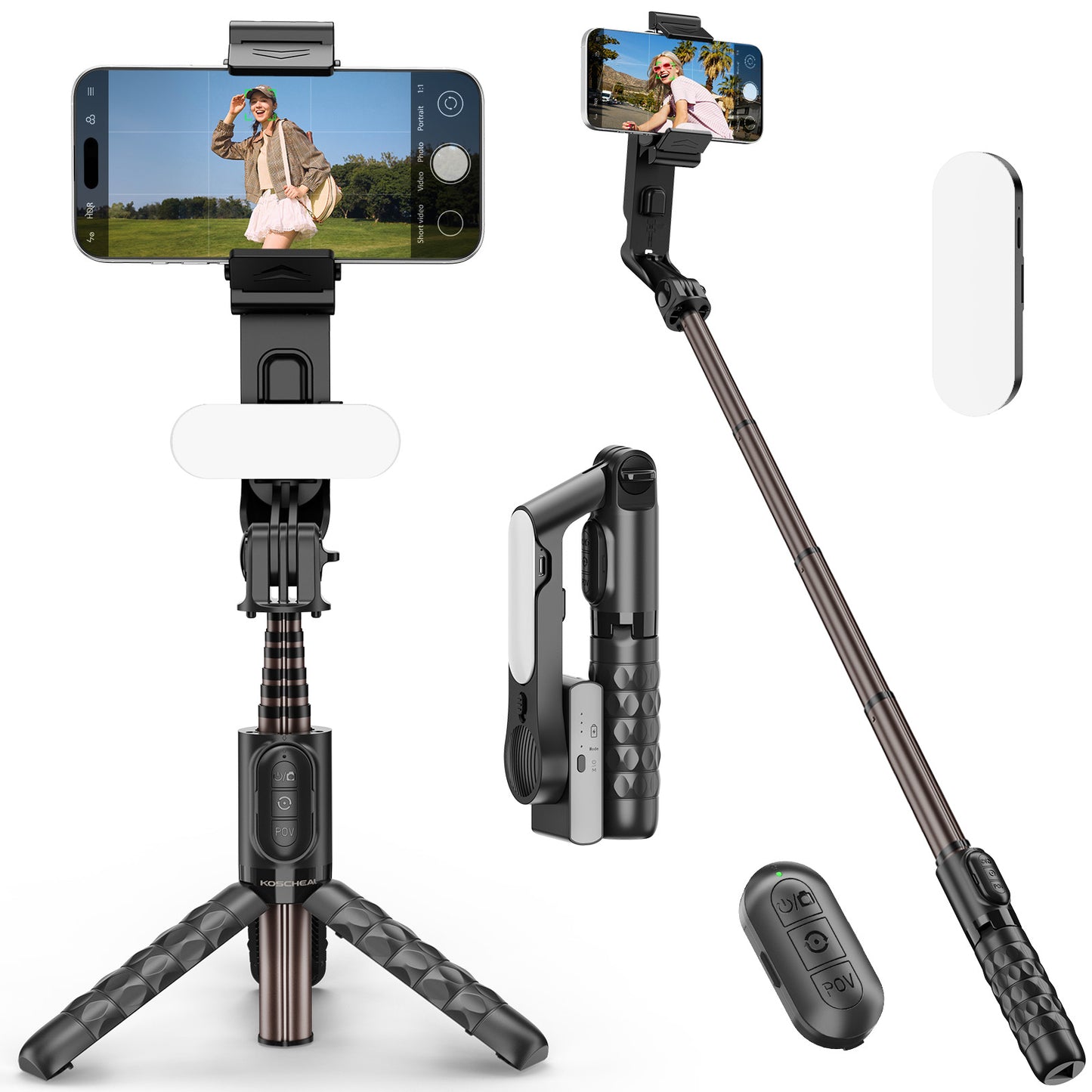 Koscheal A6 Gimbal Stabilizer with Fill Light
