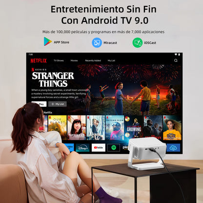 Proyector Portátil, [Electric Focus & Keystone] 2025 Mini Cañón Proyector 4K | 300 ANSI | WIFI6 | Ajuste Vertical de 90°| Ideal para Presentaciones |Cine en Casa| Estudios